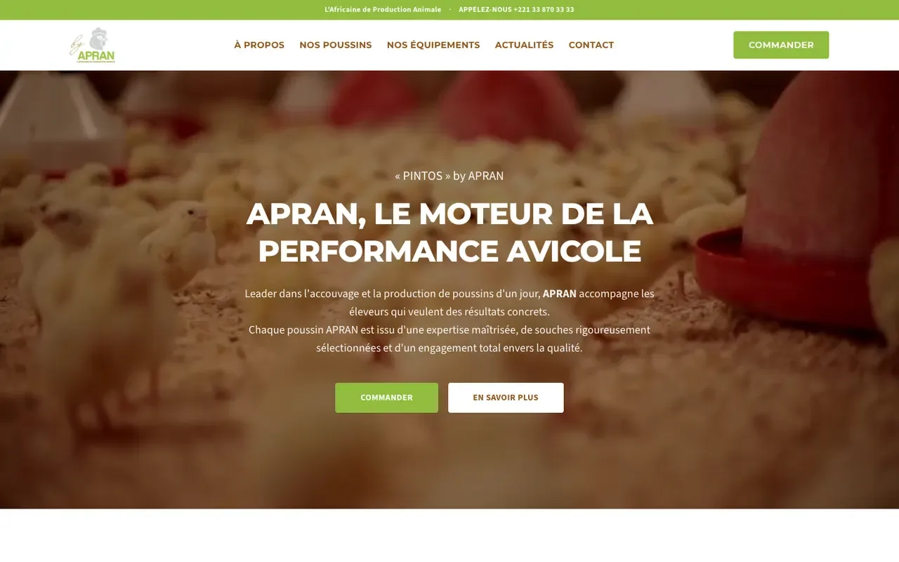 Screenshot of the Couvoir Apran website