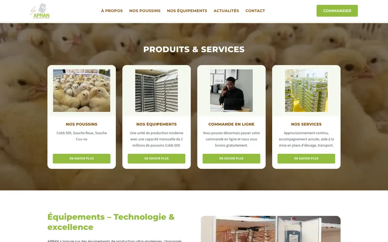 Screenshot of the Couvoir Apran website