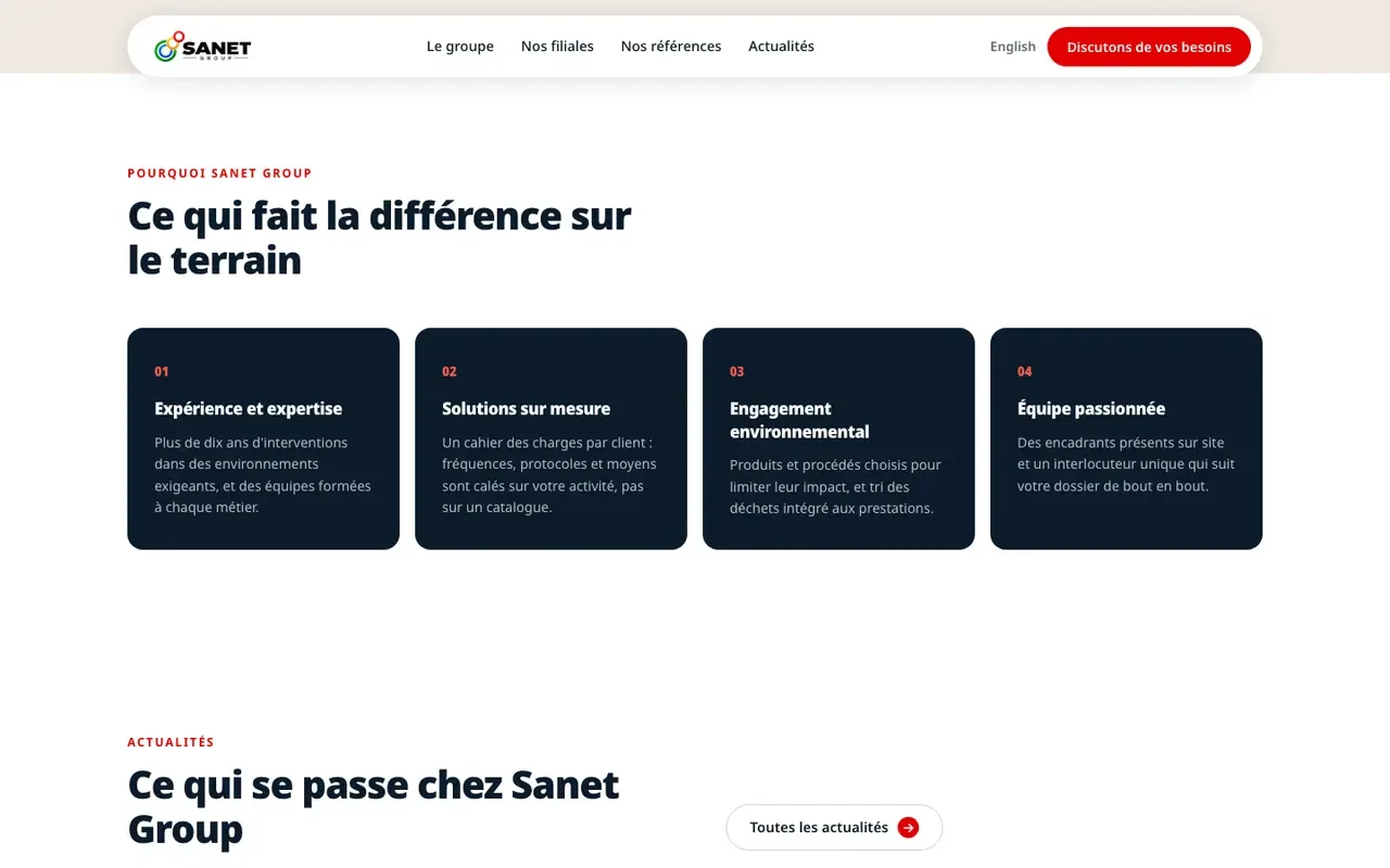 Screenshot of the Group Sanet website