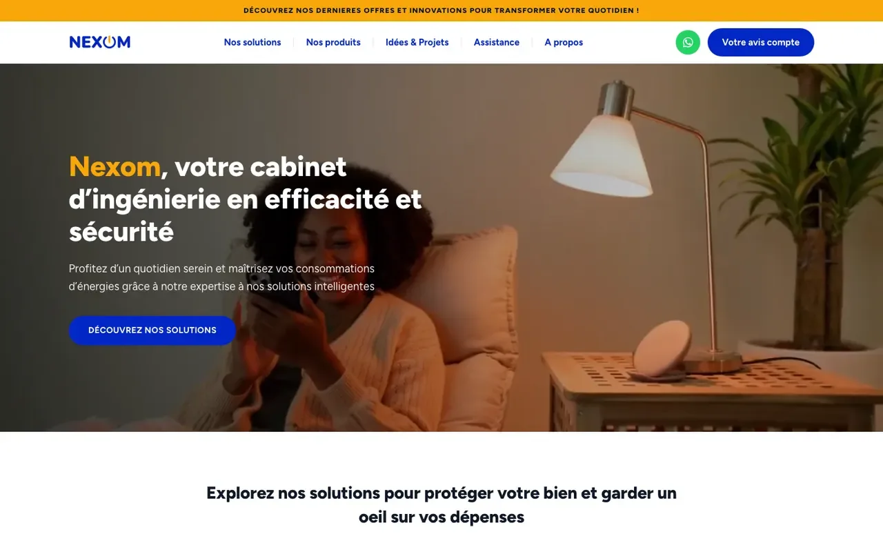 Screenshot of the Nexom Groupe website