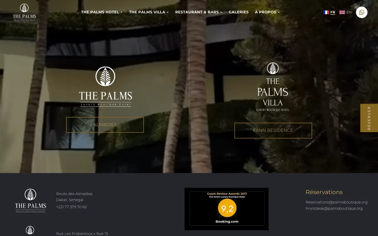 Capture du site The Palms Dakar