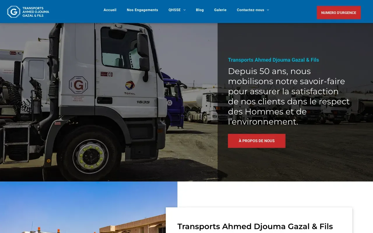 Screenshot of the Transports Gazal website