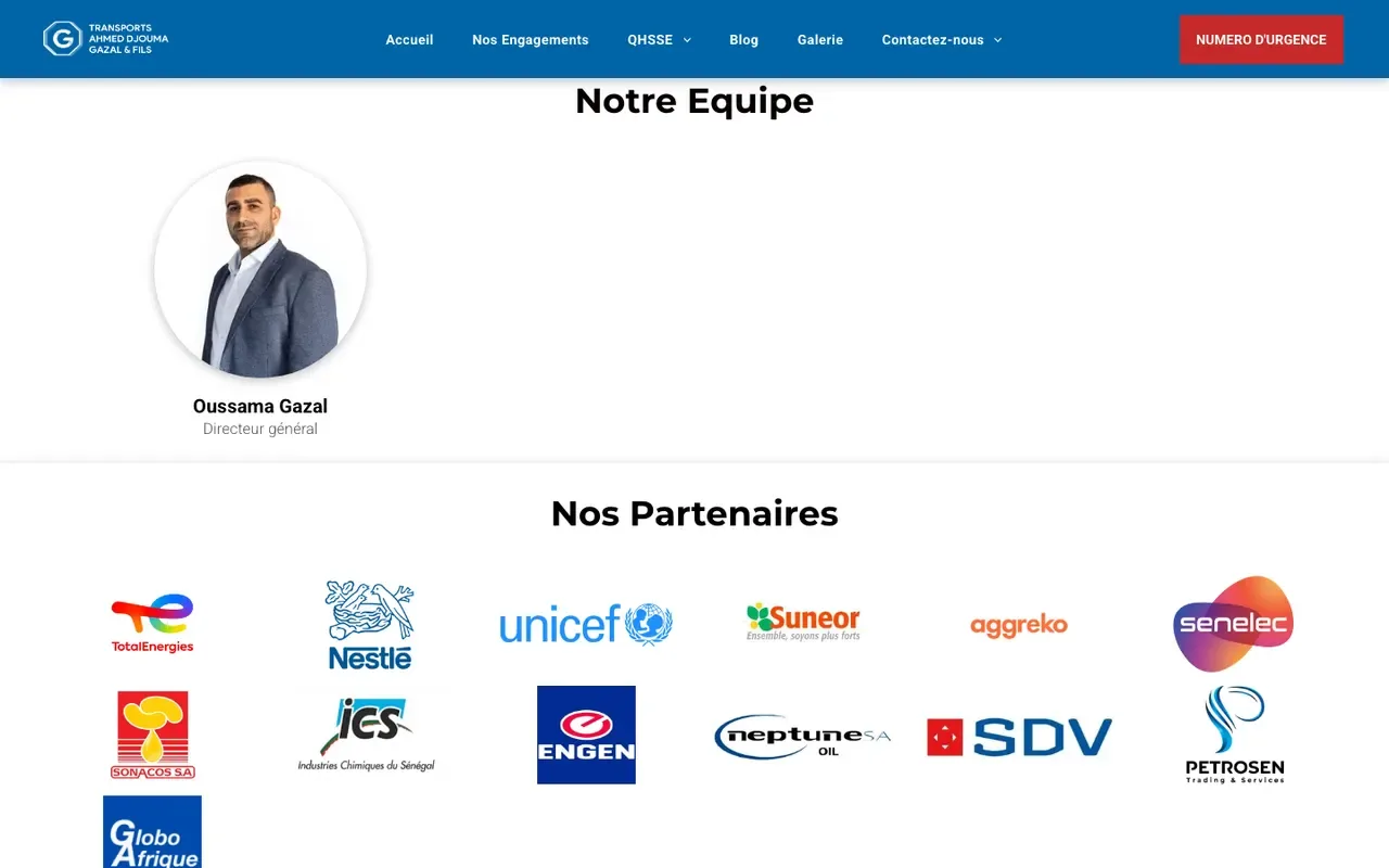 Screenshot of the Transports Gazal website