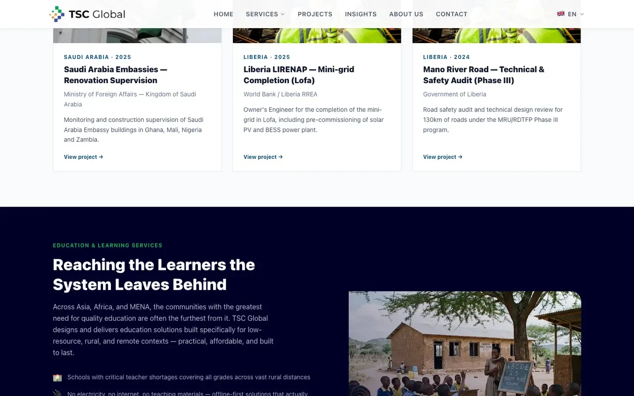 Capture du site TSC Global