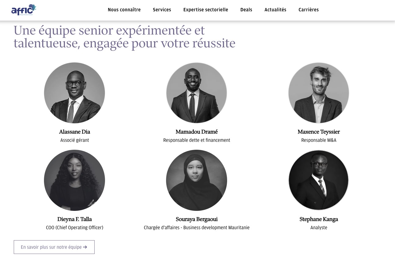 Exemple de site vitrine professionnel — Affic Group